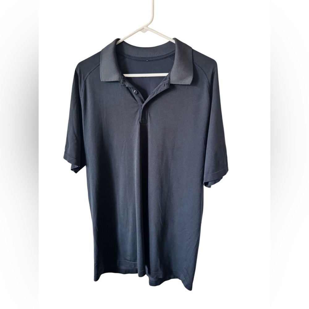 Lululemon Men’s Evolution Navy Blue Short Sleeve Polo Shirt Stretch Lulu Size XL